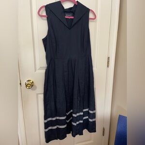 Jones New York Navy Midi Dress with White Stripes